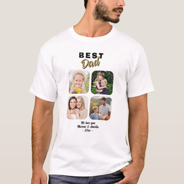 Camiseta Foto da Família Pai 4 do Melhor Pai (Frente)