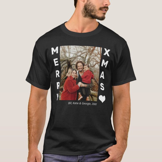 Camiseta Foto da família personalizada natalícia (Frente)