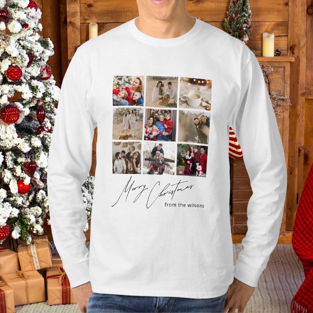 Camiseta Foto da Família Única, Feliz Natal Personalizado (Criador carregado)