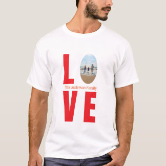 Camiseta Foto da família vermelha forma oval moderna simple