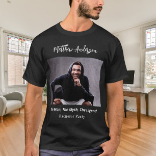 Camiseta Foto da festa de solteiro homem mito lenda nome di