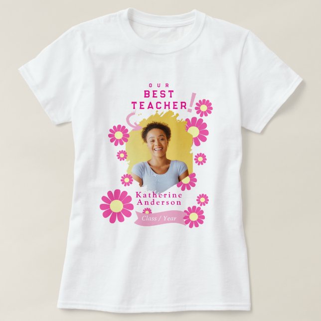 Camiseta Foto da Melhor Professora Daisy Branco (Frente do Design)