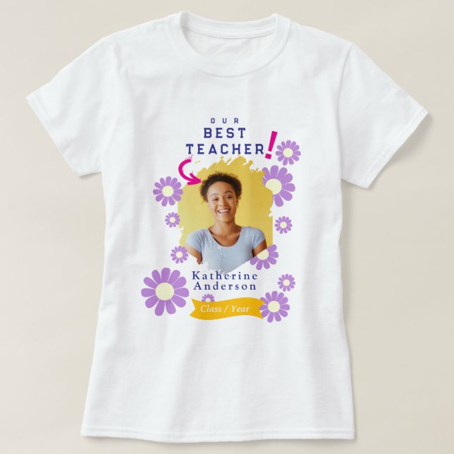 Camiseta Foto da Melhor Professora Daisy Branco (Frente do Design)