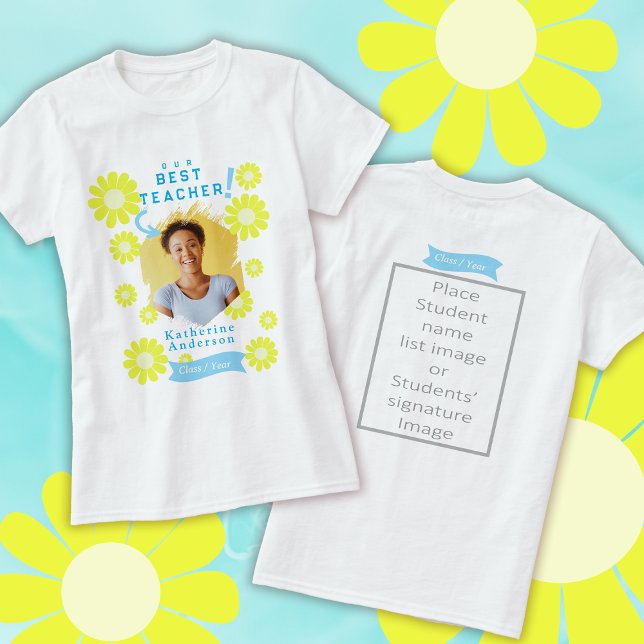 Camiseta Foto da Melhor Professora Daisy Branco (Daisy Best Teacher White
T-Shirt.)