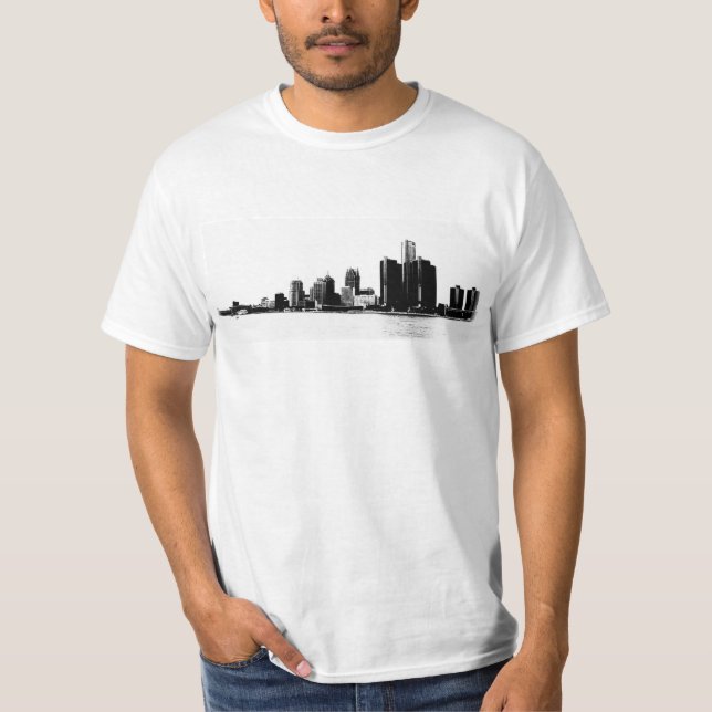 Camiseta Foto da skyline de Detroit (Frente)