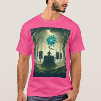 Camiseta Foto de Abstrato de DJ em Floresta Mística