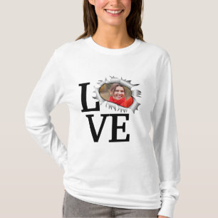 Camiseta Foto de amor personalizada em um buraco de safra