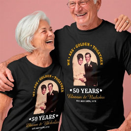 Camiseta Foto de Aniversário de 50 Anos de Casamento Golden
