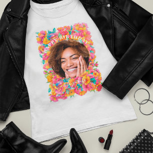 Camiseta Foto de Aniversário de Bola de Discoteca Floral Ro
