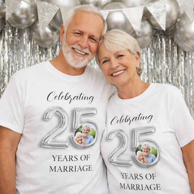 Camiseta foto de aniversário de casamento de 25 (Criador carregado)