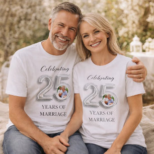 Camiseta foto de aniversário de casamento de 25