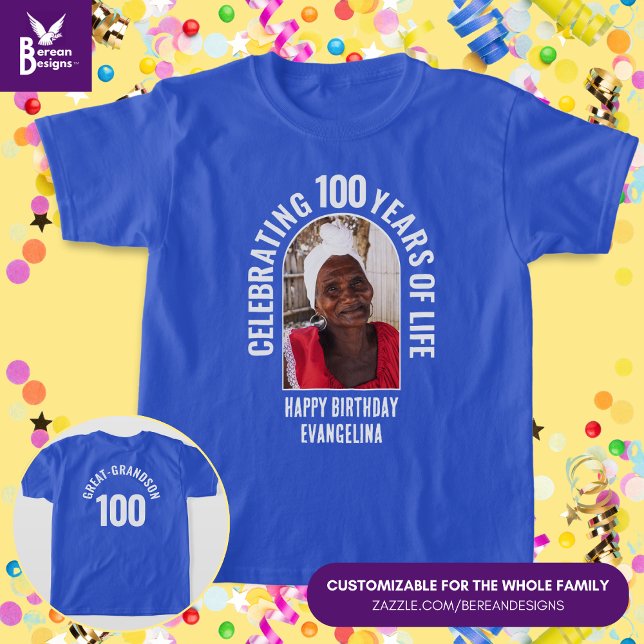 Camiseta Foto de Aniversário de Correspondência Personaliza (Matching Family Birthday T-Shirt with Customizable Text and Photo. Ideal for reunions & milestones.)