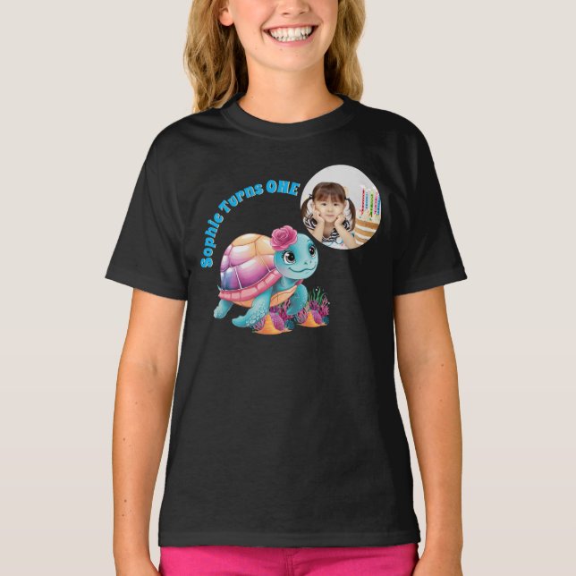 Camiseta Foto de Aniversário de Tartaruga Marinha Branca (Frente)