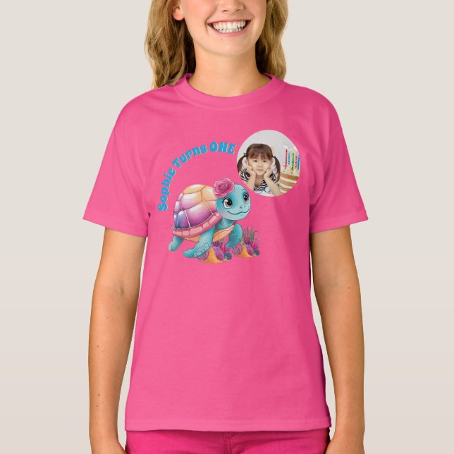 Camiseta Foto de Aniversário de Tartaruga Marinha Branca (Frente)