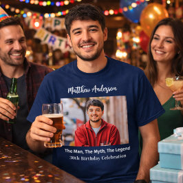 Camiseta Foto de aniversário homem mito lenda nome diversão