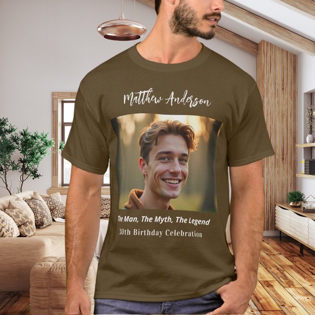 Camiseta Foto de aniversário homem mito lenda nome divertid (Criador carregado)