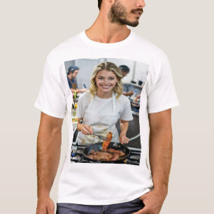 Camiseta Foto de Bacon Cozinhando Personalizar