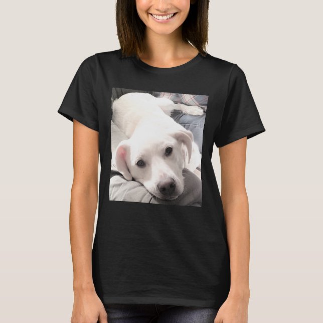 Camiseta Foto de Cachorro Bonito Descanso no Pai Engraçado (Frente)