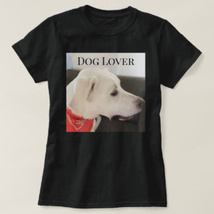 Camiseta Foto de Cachorro Branco Bonito Preto