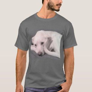 Camiseta Foto de Cachorro Branco Cute com Cinza Curvy