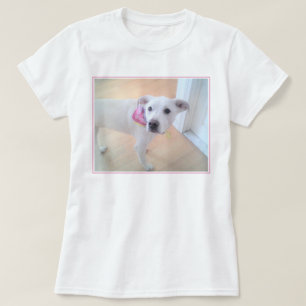 Camiseta Foto de Cachorro Doce com Cara Doce Olhando para C