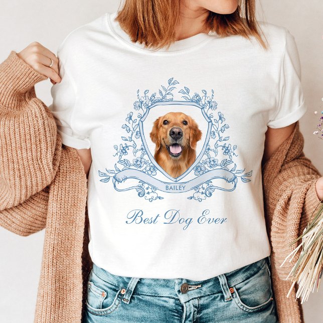 Camiseta Foto de cachorro em um Cesto Chinoiserie | Melhor  (Criador carregado)