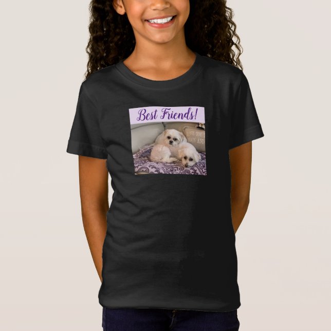 Camiseta Foto de Cães Fofo Maltês e Shih Tzu (Frente)