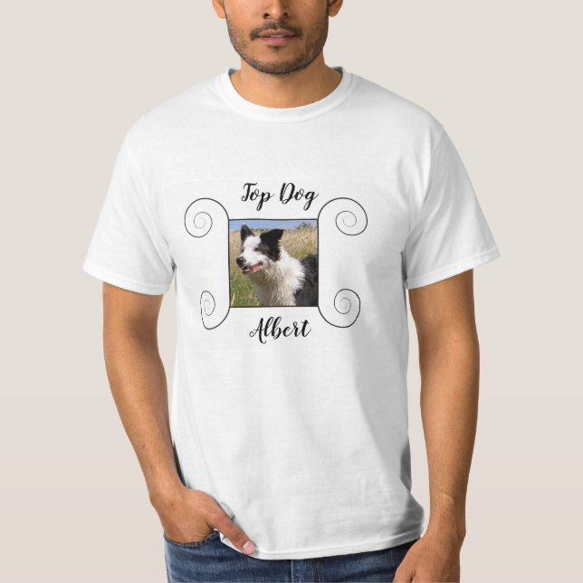 Camiseta Foto de cão bonito com quadro desenhado à mão e se (Frente)