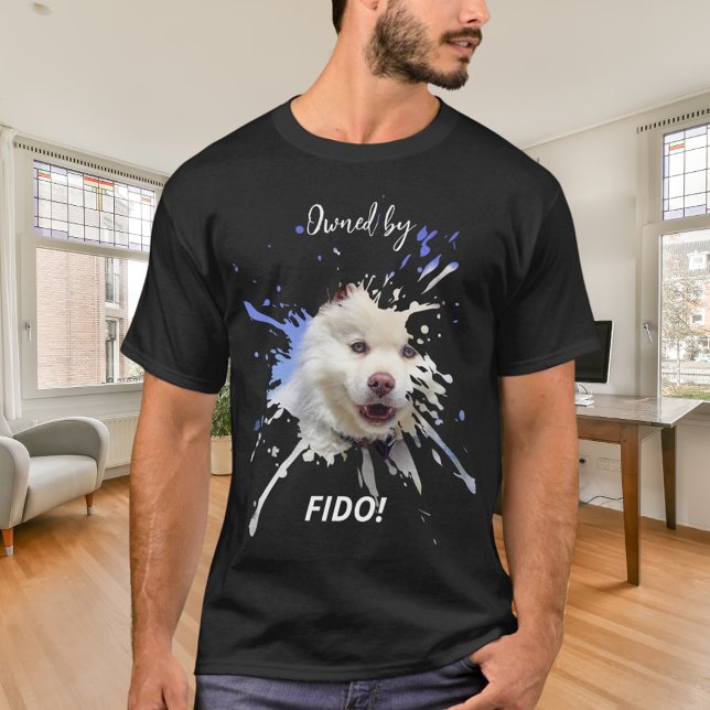 Camiseta Foto de cão esfrega humor divertido preto (Criador carregado)