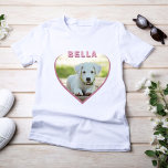 Camiseta Foto de Cão Nome de T-Shirt Coração Rosa<br><div class="desc">Foto de Cão Nome de T-Shirt Coração Rosa. Uma foto em forma de coração. É uma camiseta excelente para uma garota com um cachorro.</div>
