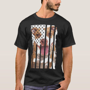 Camiseta Foto de Cão-Touro-Bonito Puppy Bandeira Americana