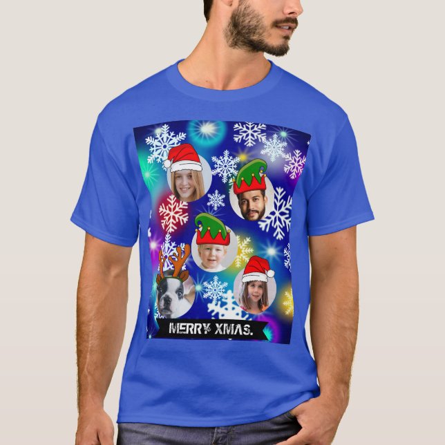 Camiseta Foto de chapéu de Natal personalizado e engraçada  (Frente)