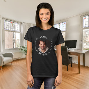 Camiseta Foto de coração preto de aniversário homem mito le