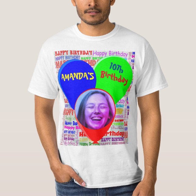 Camiseta Foto de diversão personalizada e festa de aniversá (Frente)