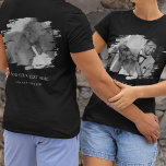 Camiseta Foto de efeito escovado personalizada 2<br><div class="desc">Procurando uma t-shirt que capte perfeitamente os seus sentimentos? Experimente as nossas camisas na moda, personalizáveis, que lhe permitem adicionar duas fotografias de efeito escovado e uma mensagem em ambos os lados. Ideal para encontros familiares, aniversários, festas de galinha, aniversários ou mesmo ocasiões comemorativas como funerais. Crie uma lembrança duradoura...</div>