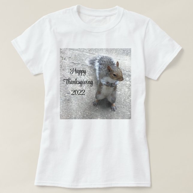Camiseta Foto de Esquilo Bonito com Cauda Fluffy (Frente do Design)