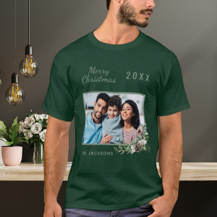 Camiseta foto de família de Natal verde