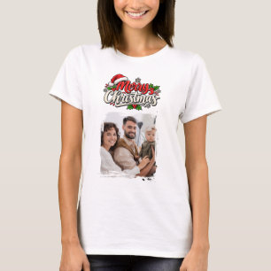 Camiseta foto de família verde no Natal