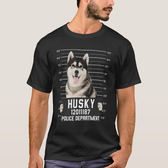 Camiseta Foto de ficha criminal do Husky (Frente)