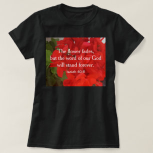 Camiseta Foto de Flores Vermelhas Vibrantes com Versículo B