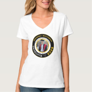Camiseta Foto de Formatura Amarelo Preto Branco