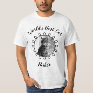 Camiseta Foto de gato bonito com quadro decorado e seu text