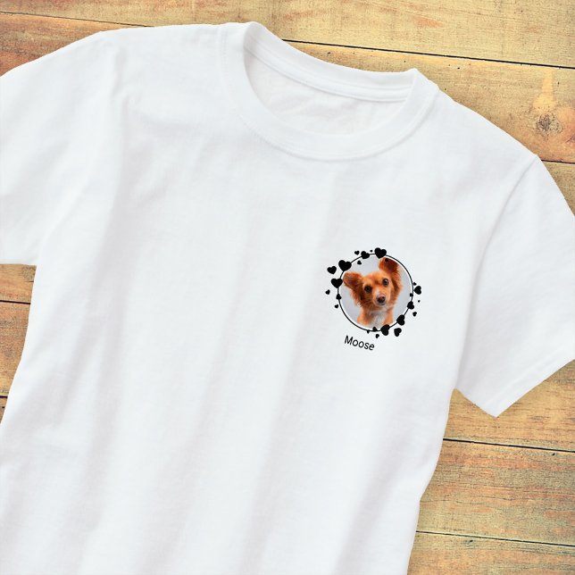 Camiseta Foto de Gato de Pet Dog Personalizado Elegante com (Custom Pet Photo T-Shirt)