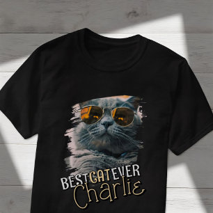 Camiseta Foto de Gato de Pet Personalizado de Pet de Grunge