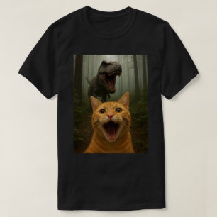 Camiseta Foto de gato engraçado com dinossauro Arte de se