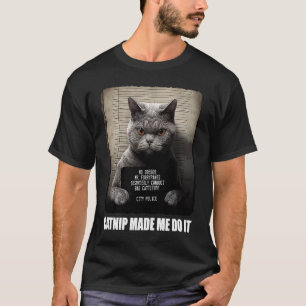 Camiseta Foto de Gato Erva-de-gato Me Fez Fazer Isso Gato