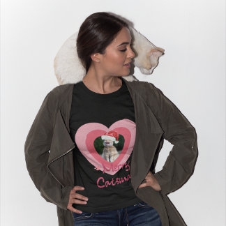 Camiseta Foto de gato personalizado de Natal engraçado com