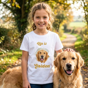 Camiseta Foto de Golden Retriever A Vida é Dourada Mulher