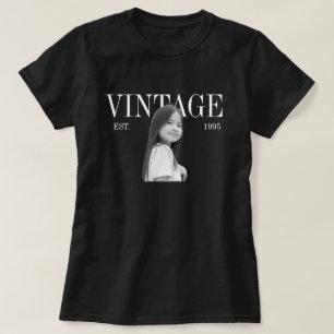 Camiseta Foto de infância personalizada de aniversário Vint