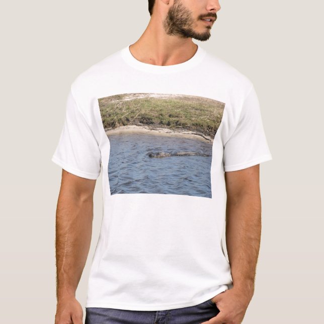 Camiseta Foto de Jacaré-Americano na Água do Pântano da Fló (Frente)